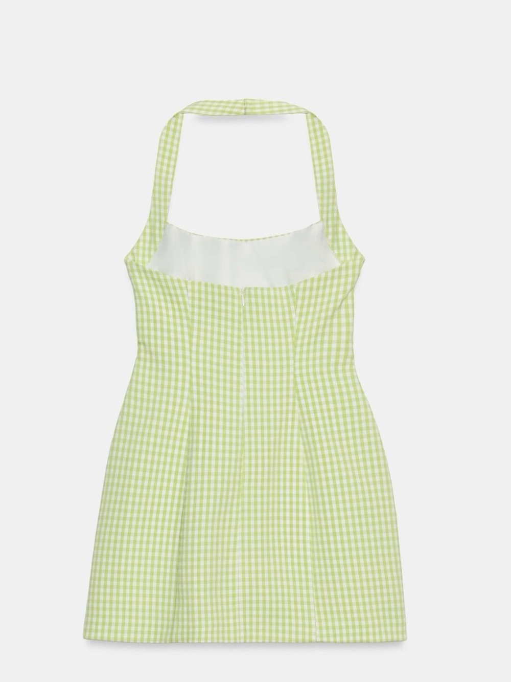 Zara Light Green Gingham Square-Neck Mini Dress - Picture 7 of 7